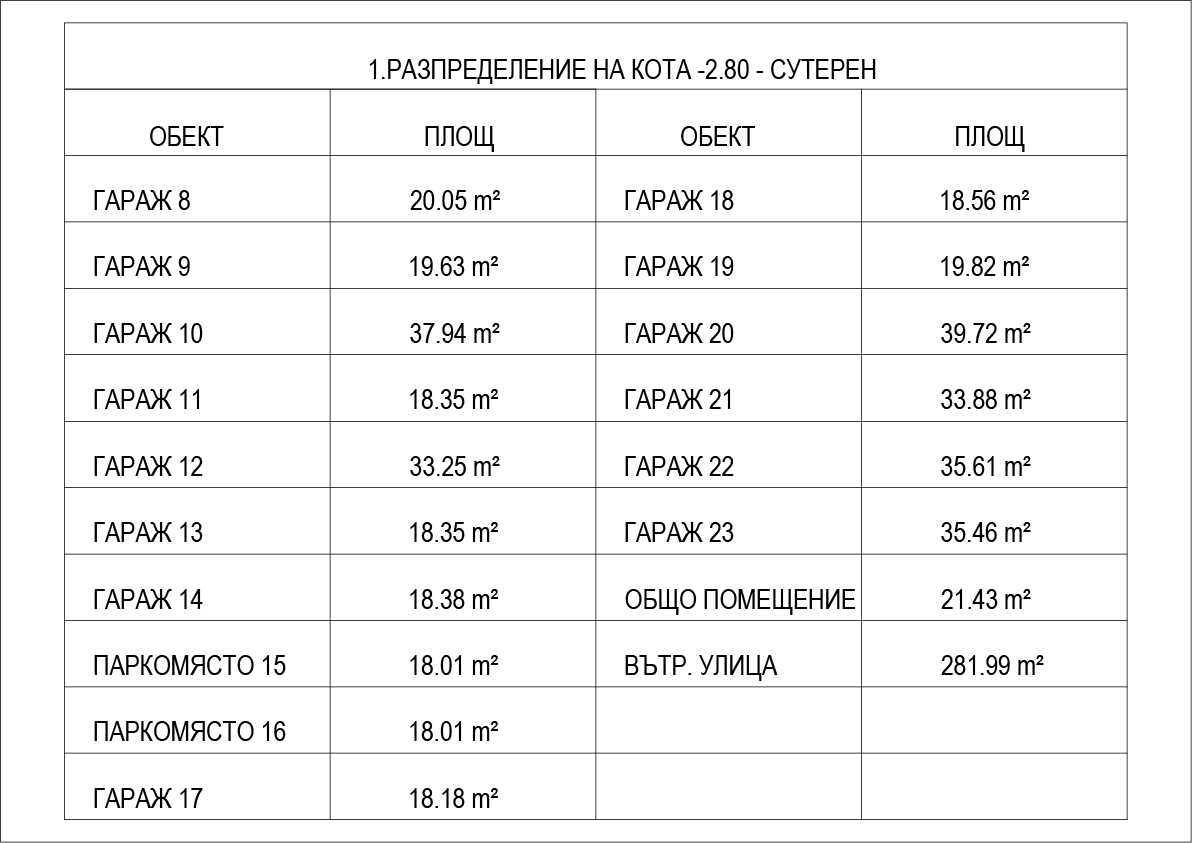 Жилищна сграда АТИНА - сутерен